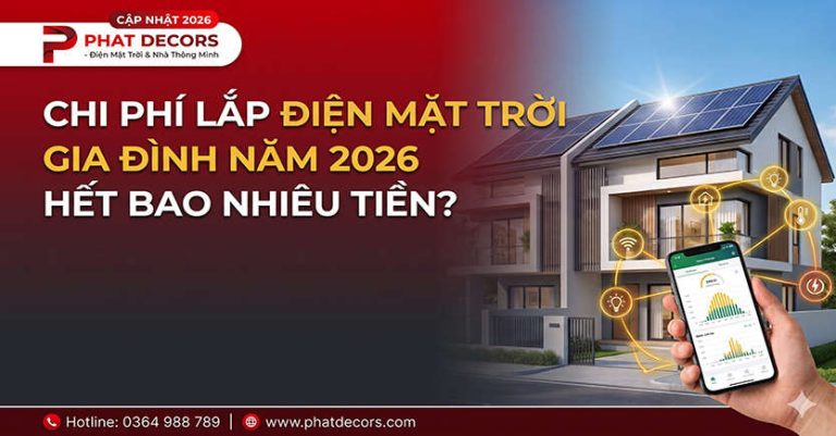 Chi phí lắp điện mặt trời gia đình năm 2026 hết bao nhiêu tiền?